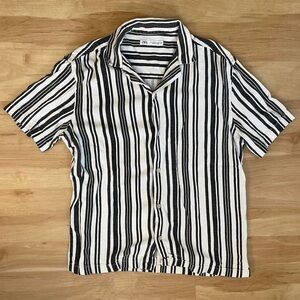 Zara Black and White Striped Men's Shirt